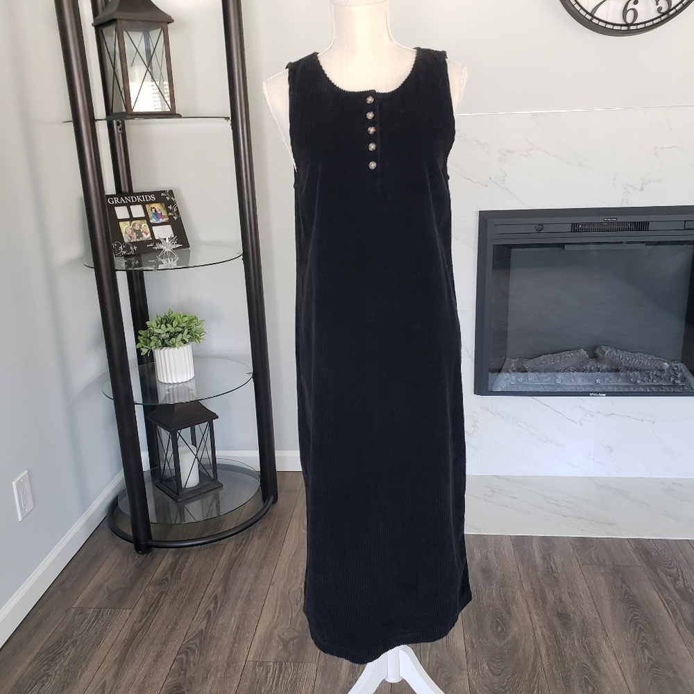 Talbots Petites sleeveless Black Corduroy Dress women's Size 6
